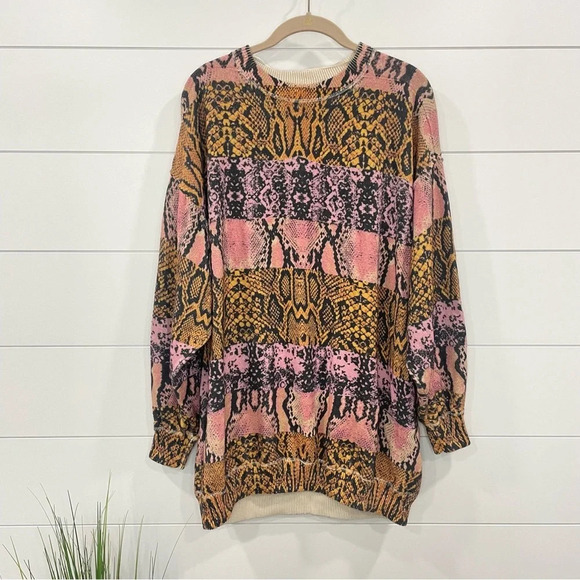 Free People Cosmos Graphic Python Oversized Pullover Small - Picture 3 of 14